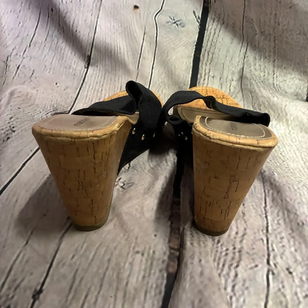 Madden Girl Women’s Nicolet Black Stretch Studded Slip On Wedge Sandals‎ Size 9